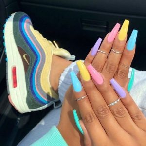 colorful manicured fingernails