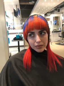 blunt hair cut with vibrant color