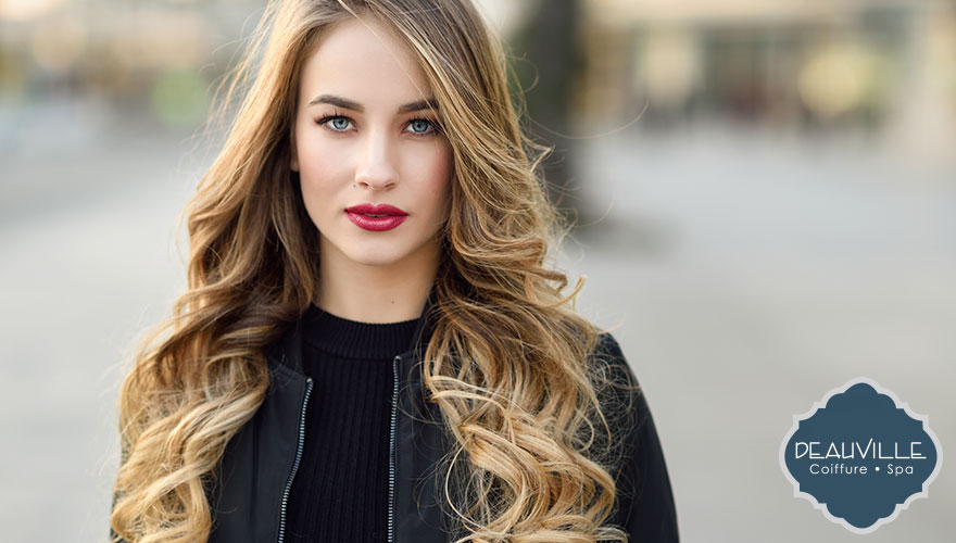 Pretty woman with blonde hair highlights