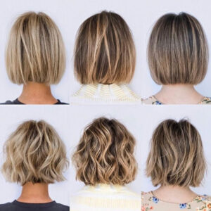 6 different shots of women with bob haircut